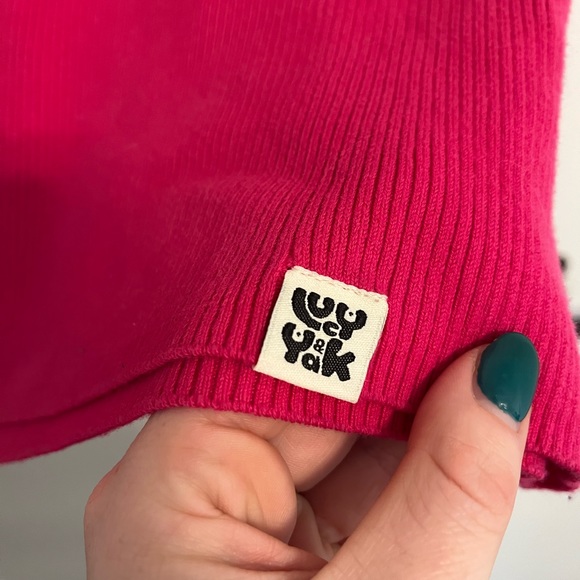 Lucy & Yak Aiden Ribbed Roll Neck Turtleneck in Fuchsia - Picture 2 of 5